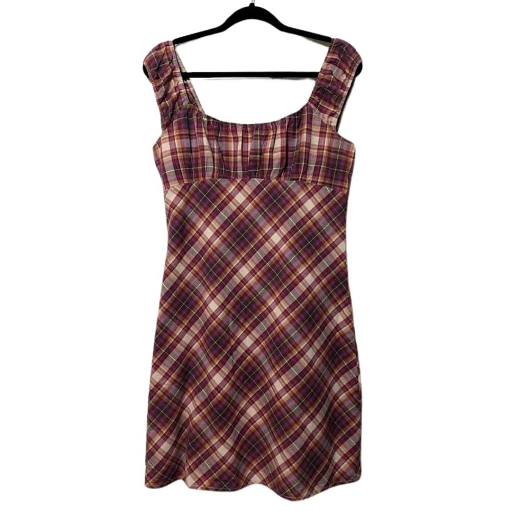 Faith Passion Plaid A-Line Cotton Dress Size 11/12 90s Grunge Cottagecore - Picture 2 of 7